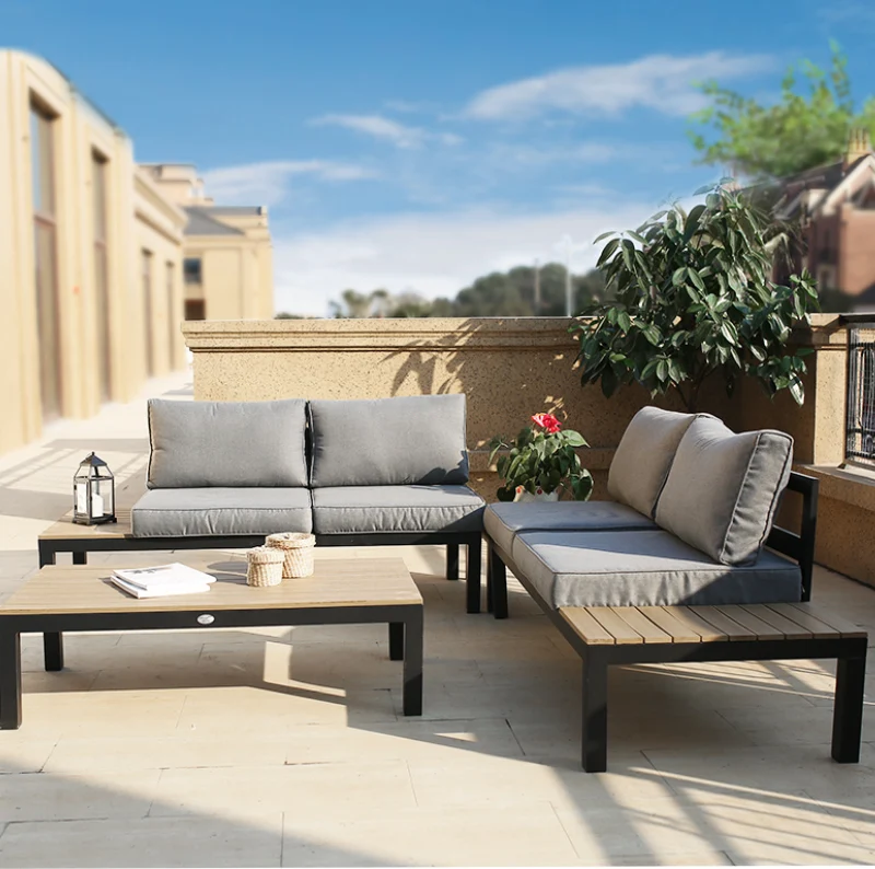 Modern Outdoor Patio Sofa Set Polyester Fabric Garden Lounge Furniture for Courtyard Hotel Park Terrace