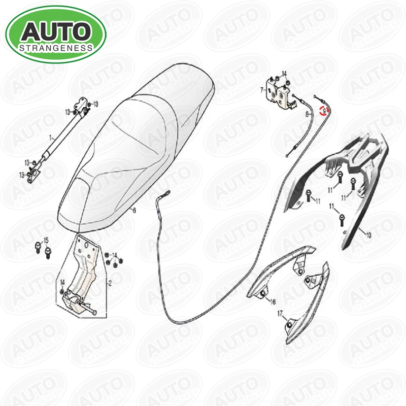 SEAT LOCK CABLE B MANUAL,FOR ZONGSHEN CYCLONE RT3 ZS250T-3,72900-M154-010002,SCOOTER PARTS