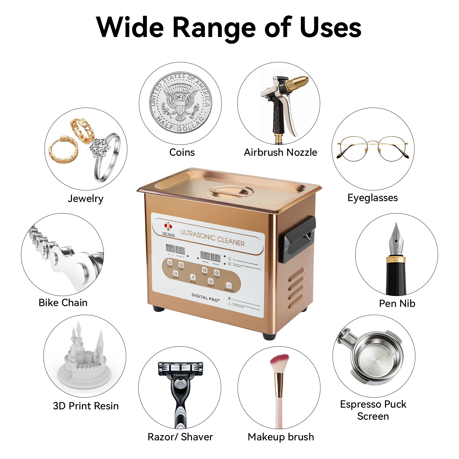 3.2L Ultrasonic Cleaner 40kHz Ultrasonic Bath Cleaning Machine For Jewellery, Eyeglasses, Dental, CPAP, Tools, Small Parts etc