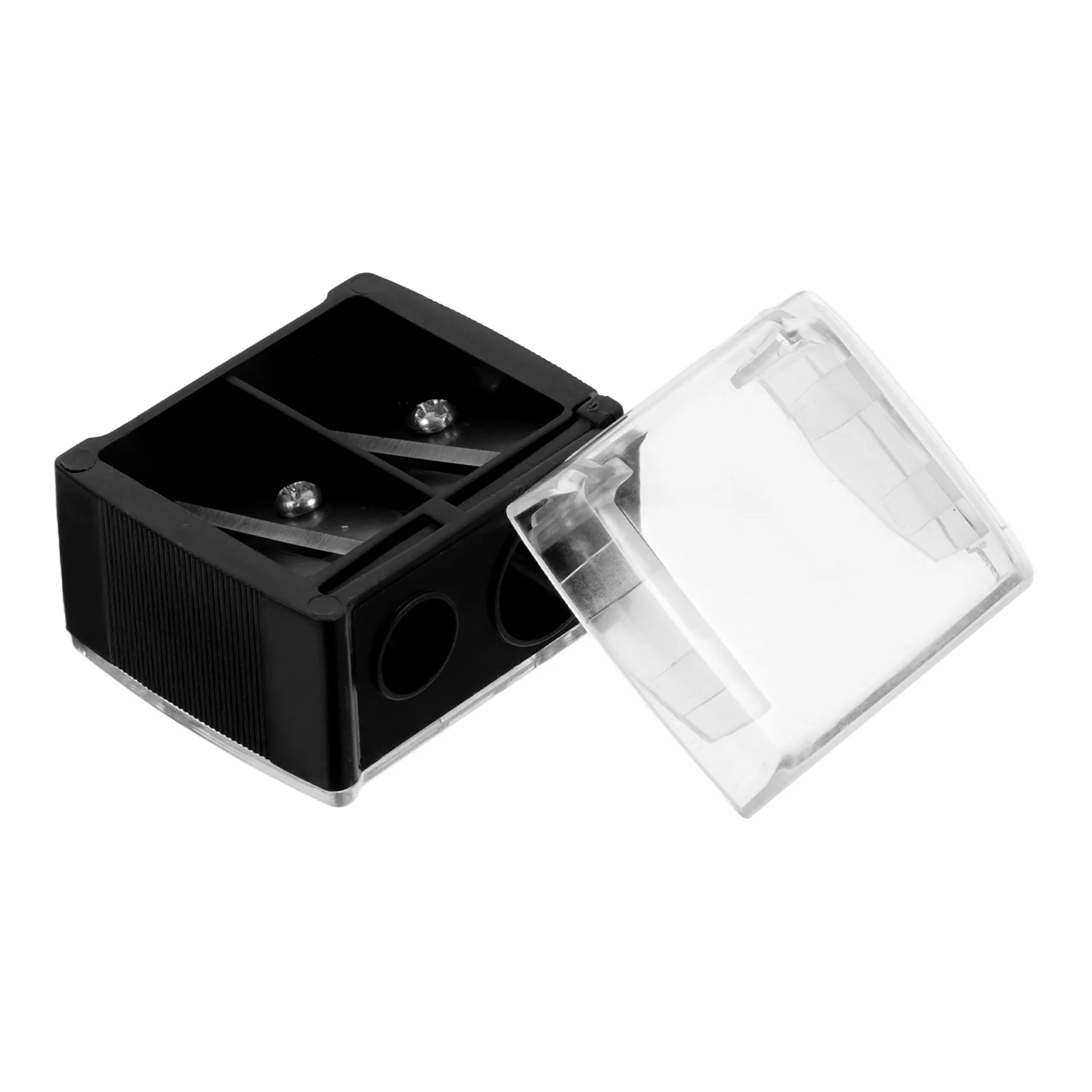 

Easy to Use Double Hole Pencil Sharpener for Eyebrow Lip Liner Eyeliner Durable Portable Small Handheld Black Mini
