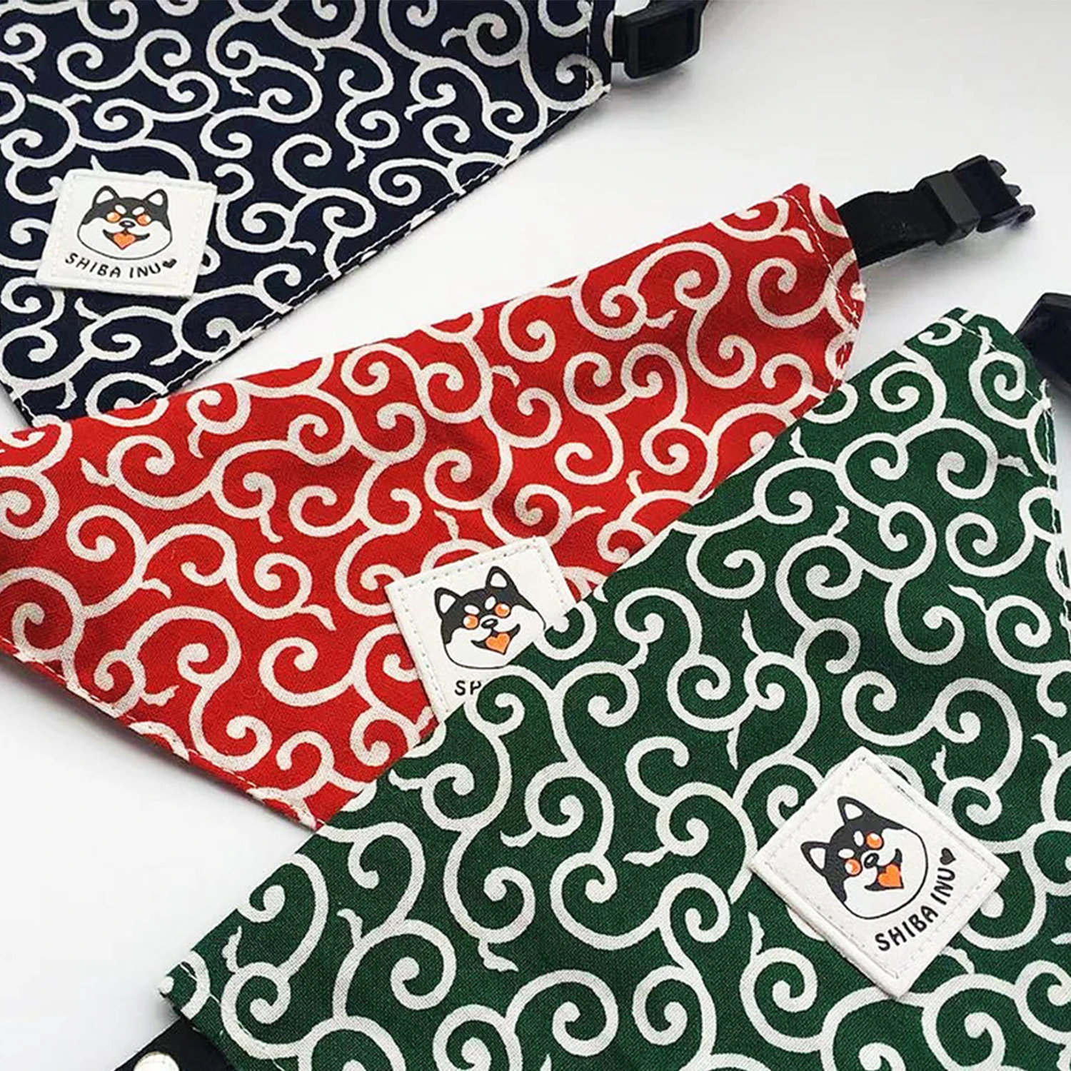 Classical Japanese Pattern Style Popular Shiba Scarf Bandana Roll Grass Cat Collar  Dog Accessories for Small Dogs for Dog