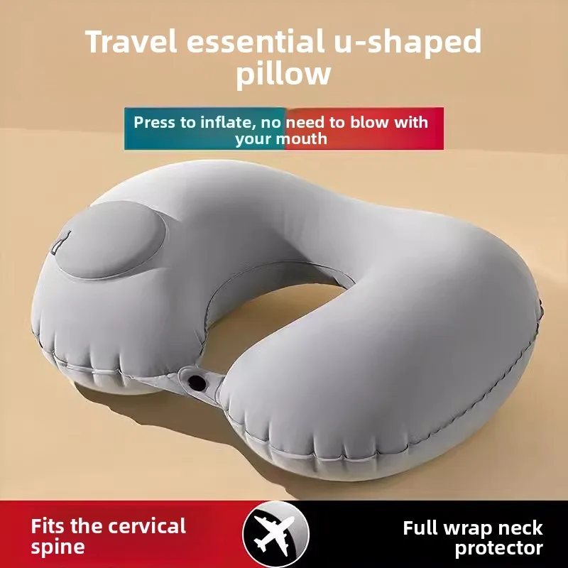 وسادة قابلة للنفخ على شكل حرف U، وسادة رقبة محمولة للسفر، وسادة على شكل حرف U للسيارة والطائرة، واقي للرقبة، وسادة رقبة للسفر #2