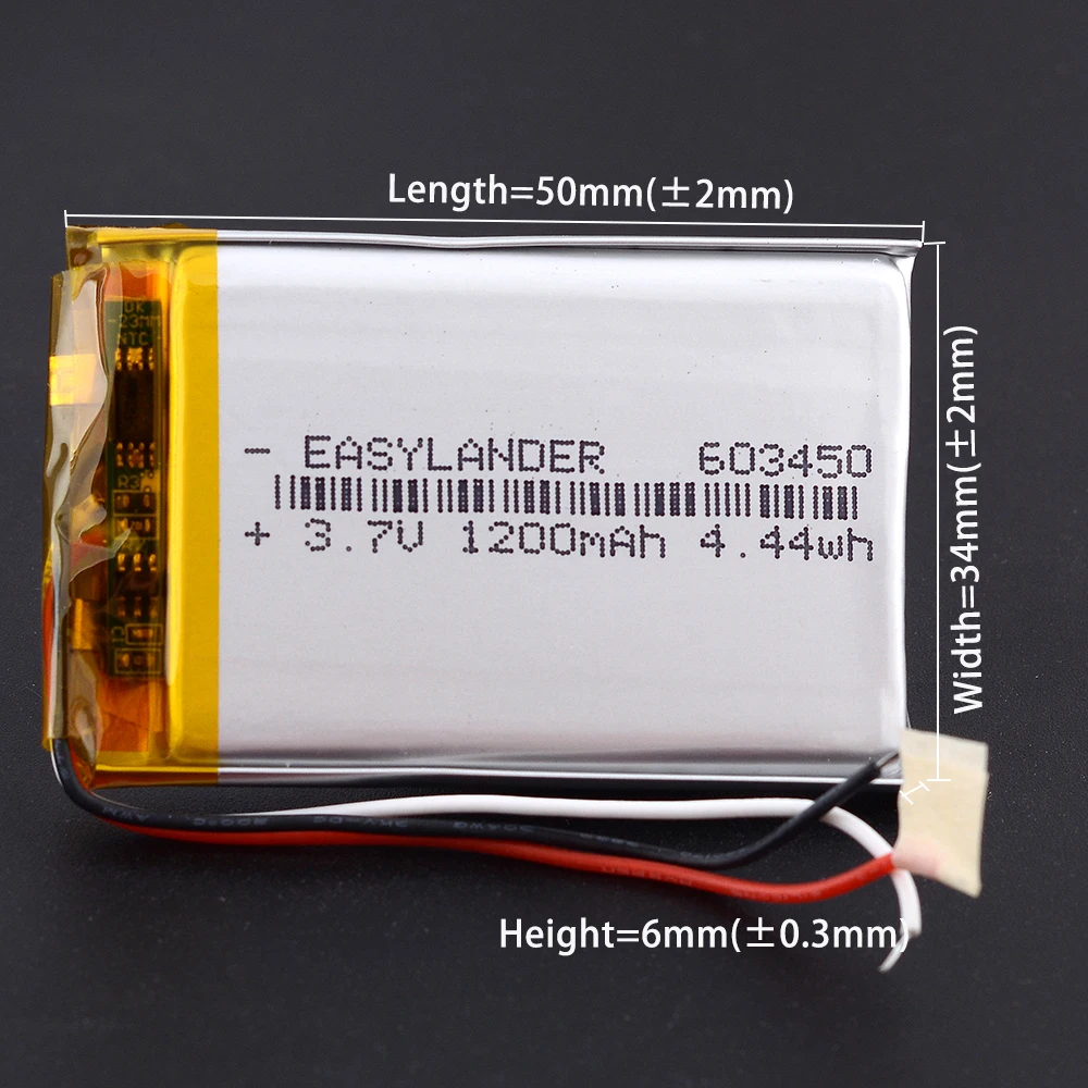  €3 VAT Included 10pcs Silicone Wires 3Wires Rechargeable Li-Polymer Li-ion Battery Lipo Battery  603450 3.7V 1200mAh