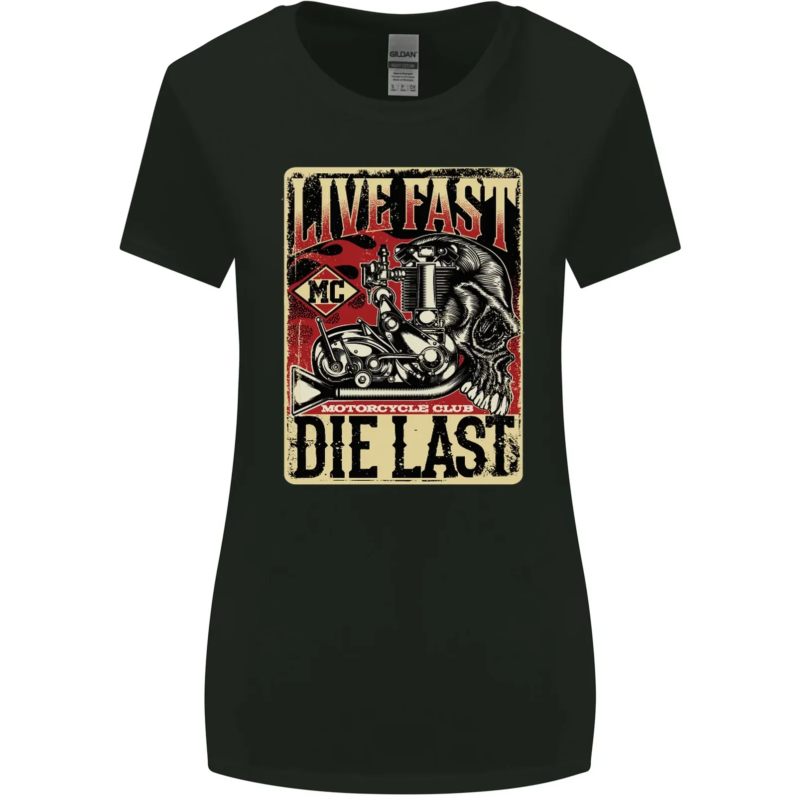 Live Fast Motorcycle Motorbike Biker Chopper Womens Wider Cut T-Shirt