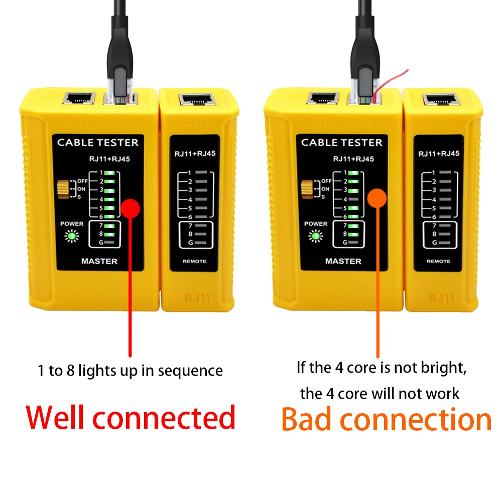 كابل اختبار lan اختبار كابل الشبكة RJ45 RJ11 RJ12 CAT5 UTP LAN كابل اختبار شبكة أداة إصلاح الشبكة