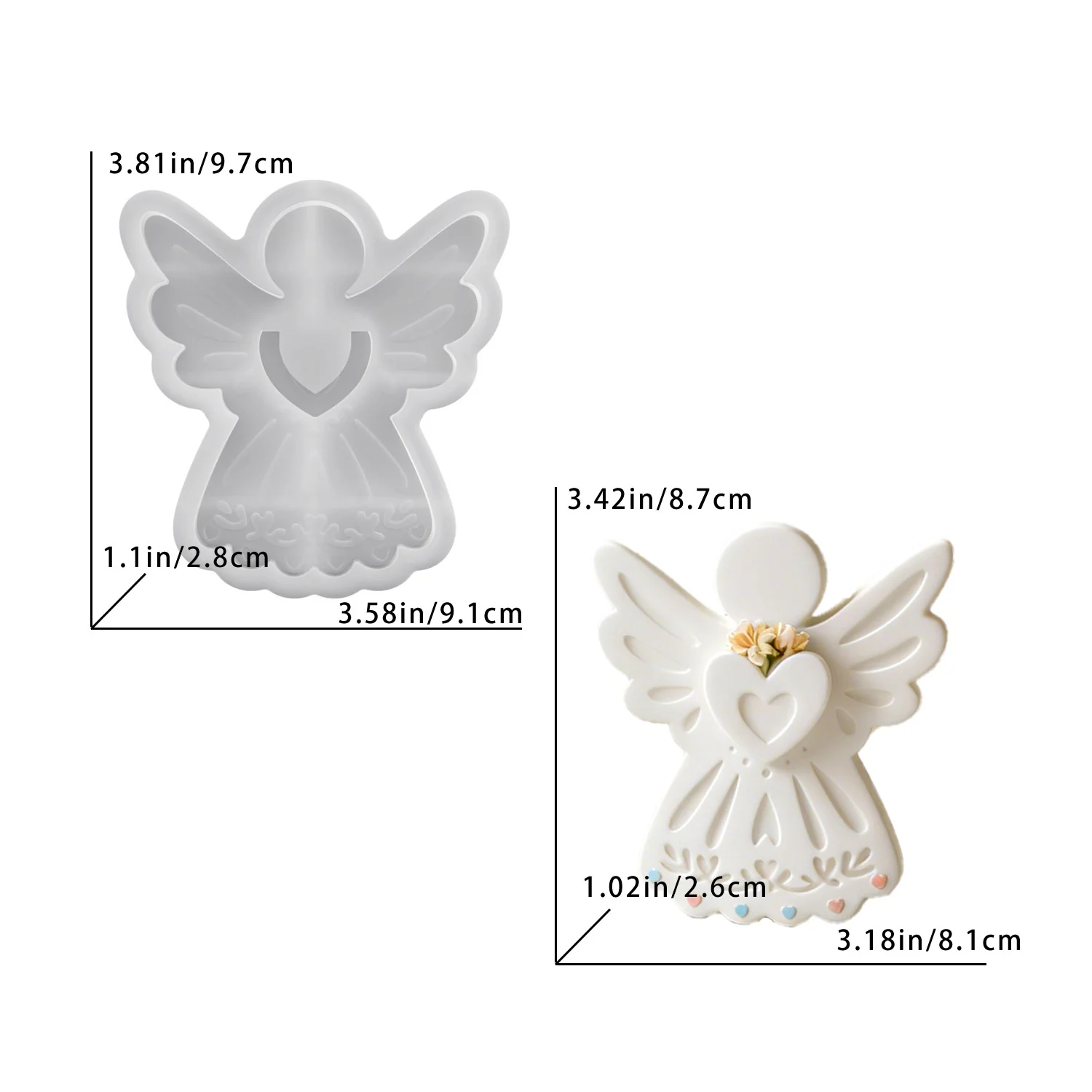 DIY Engel-Blumen-Kunst Dekorative Harzform Mini Engel Gips Ornament Silikonform Ästhetisches 3D-Relief