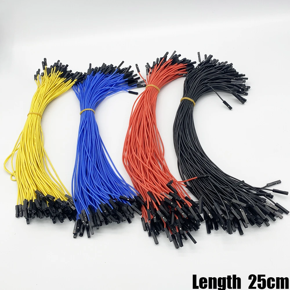 100pcs Electronic Cable Extra Soft Silicone DuPont Line Female to Female 25CM Red Black White Blue Green Grey Orange Color Wire