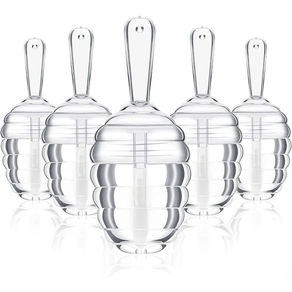 15PCS 6ML Empty Plastic Honey Pots Shaped Lip Gloss Tube Mini Clear Refillable Lip Balm Container with Funnels for DIY Cosmetics