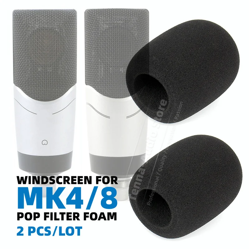 2PCS Windscreen Microphone Windshield Sponge For SENNHEISER MK4 MK8 MK 4 8 Shield Mic Cover Foam Recording Mike Anti Pop Filter