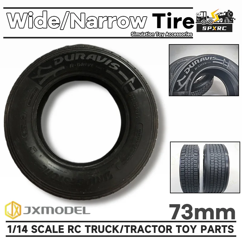 Narrow And Wide Tyres Small Diameter Rubber 73X23mm 73X29mm For 1/14 Tamiyaa RC Dump Truck European Truck JX Toy Model Parts