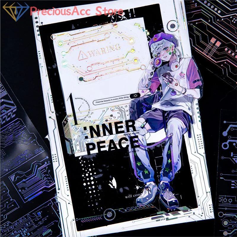 3Sheets PET Laser Silver Stickers Kawaii DIY Scrapbook Diary Phone Case Decoration Craft