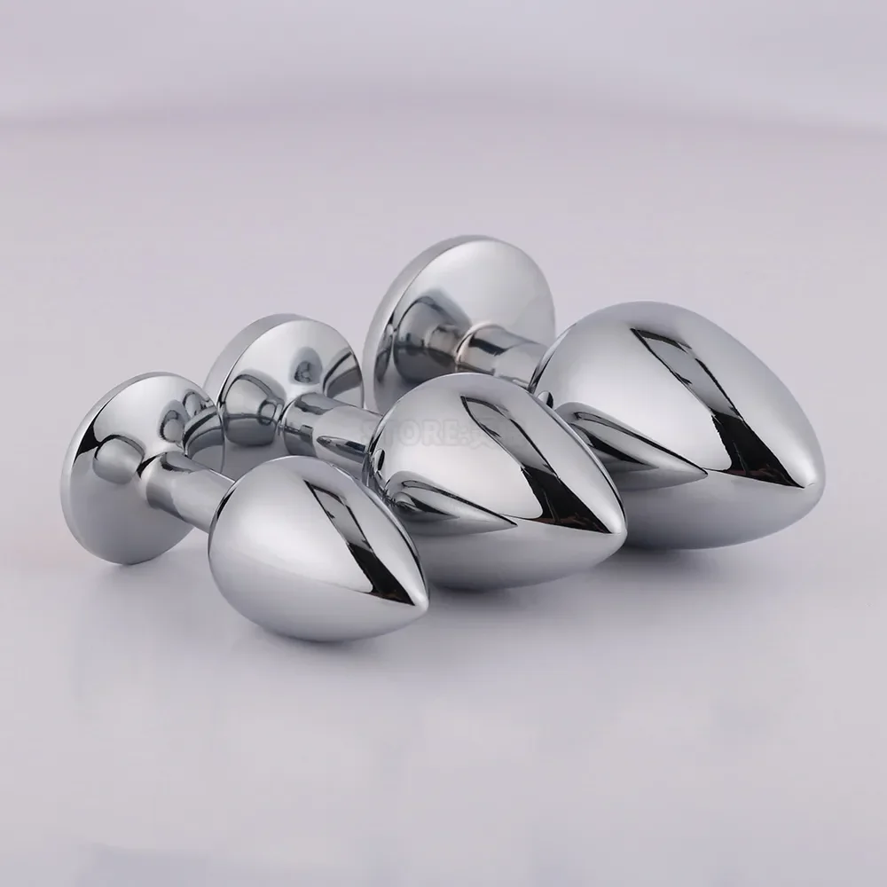 ST15 Sexual toy mini round stainless steel crystal anal plug flat bottom small tail for women/men intimate products detachable d