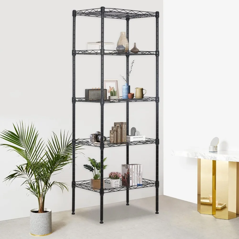 17L x 12W x 48H Wire Shelving 5 Tier Adjustable Metal Shelves NSF Pantry Shelves Storage Rack Shelving Units for Kitchen Garage