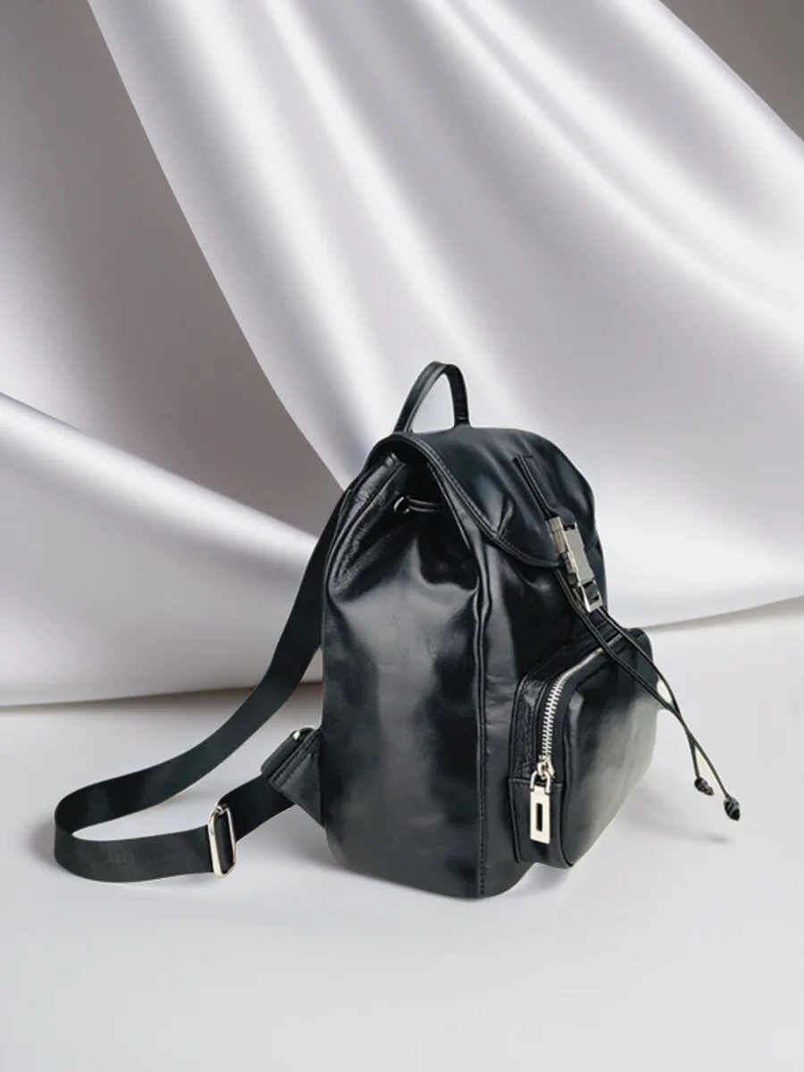 

Top Layer Cowhide Leather Women's Bapa Faionable Commuter Versatile Sli Small Size Waterproof Nylon
