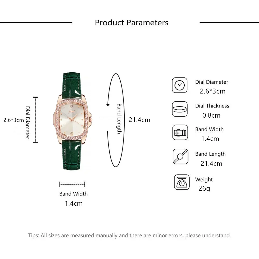 레트로 스퀘어 쿼츠 럭셔리 다이얼 캐주얼 손목 시계, 가죽 스트랩 패셔너블 시계 여성용 방수 손목 시계
