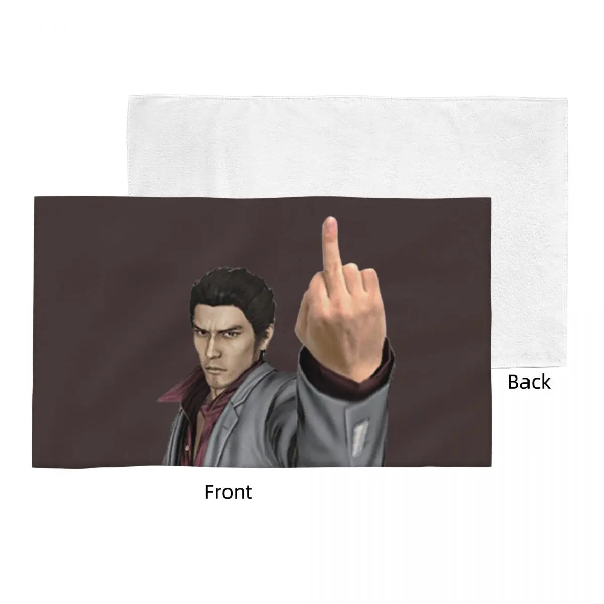 Custom Kazuma Kiryu Middle Finger Soft Face Towel Quick Dry Pool Bath Cotton Towels Breathable