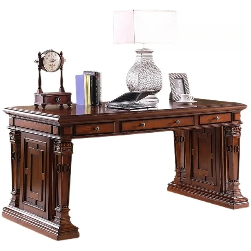 

Североамериканский стол из цельного дерева, домашний стол, европейский бревенчатый дизайн, высококачественный компьютерный стол, антикварный книжный шкаф