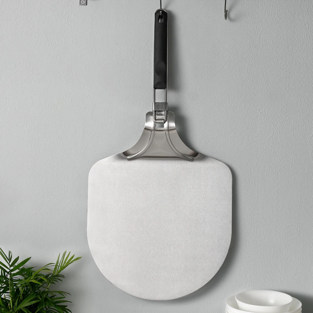 Effortlessly Remove Hot Pizzas with a 12 Inch Stainless Steel Transfer Shovel Featuring a Unique Folding Design