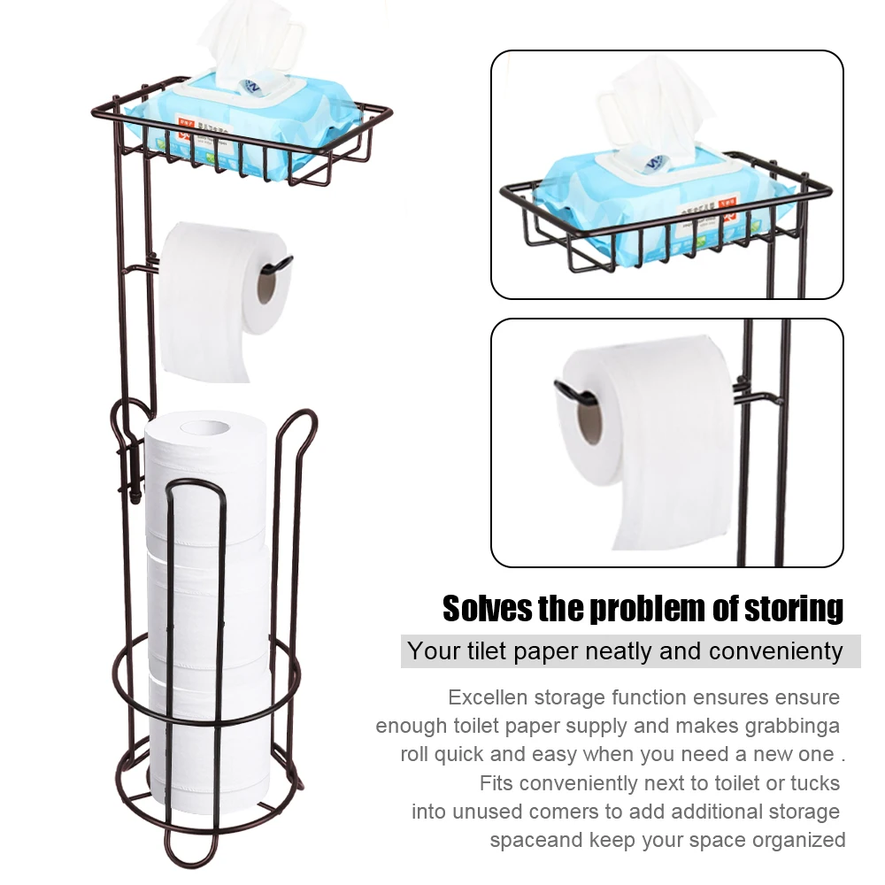 Stainless Steel Bathroom Paper Roll For Phone Tissue Multifunctional Storage Shelf Toilet Paper Holder Vertical Storage Basket