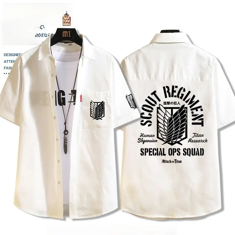 

Anime Attack on Titan Eren Captain Wings of Freedom Jacket Summer Versatile Trendy Men's Short-Sleeved Shirt Casual Loose Shirt