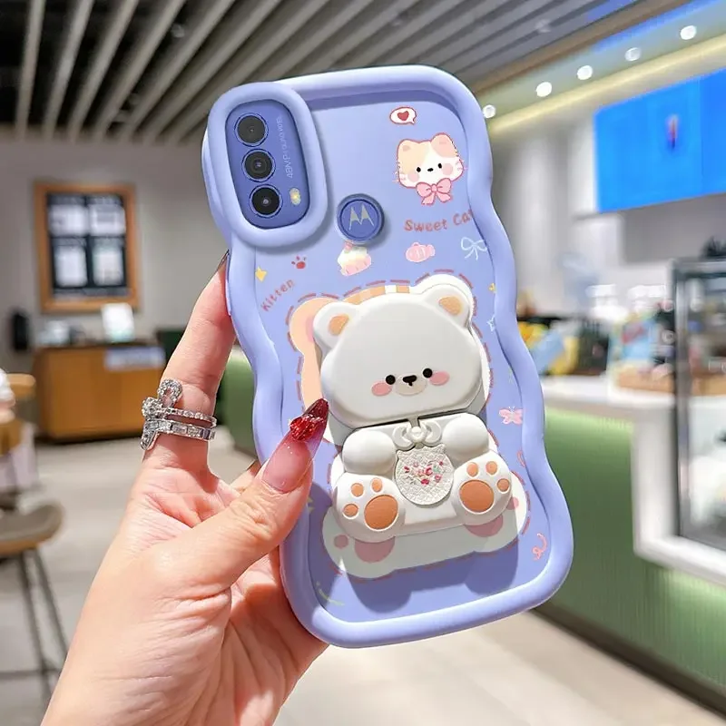 E40 いたずら猫ブラケット 波型シリコン製スマホケース Moto E40 E14 E13 E15 E32 E30 E22S Edge 60S 60Pro 60F 60 40Neo カバー用