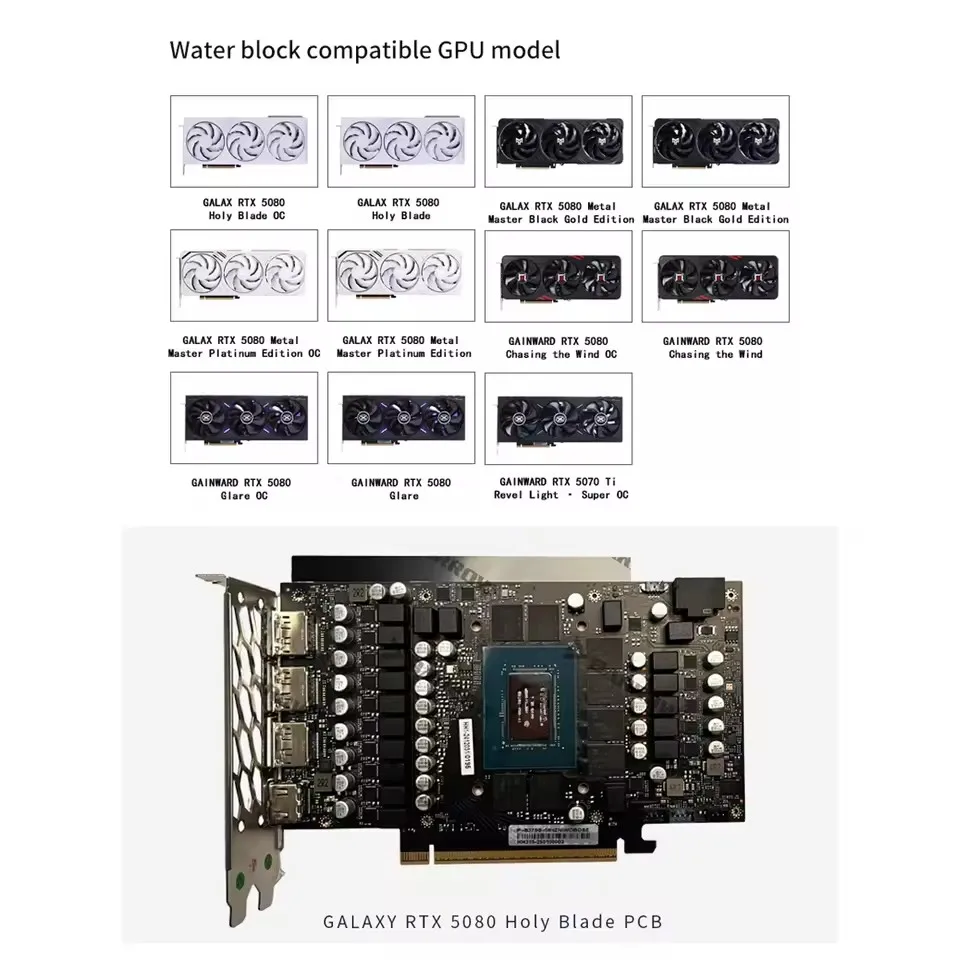 Barrow 5080 Watercooler For Graphics Card Galax & Gainward RTX5080 GPU Water Block, 5V ARGB Black/White BS-GAM5080-PA