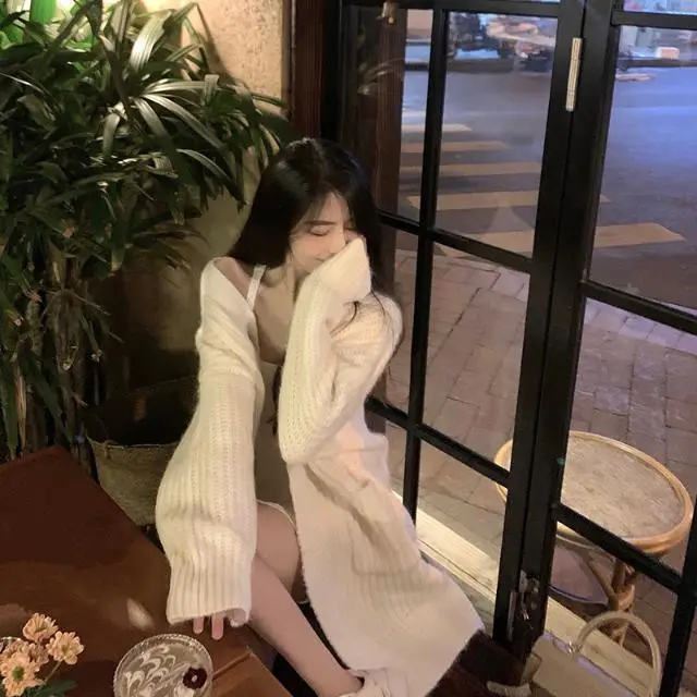 

Свитера Джемперы Кардиганы Женский Кардиган Женский Длинный Витая Пряжа Лук Пуговица Свободный крой Подарок на День Святого Валентина Сладкий Романтический Милый Повседневный