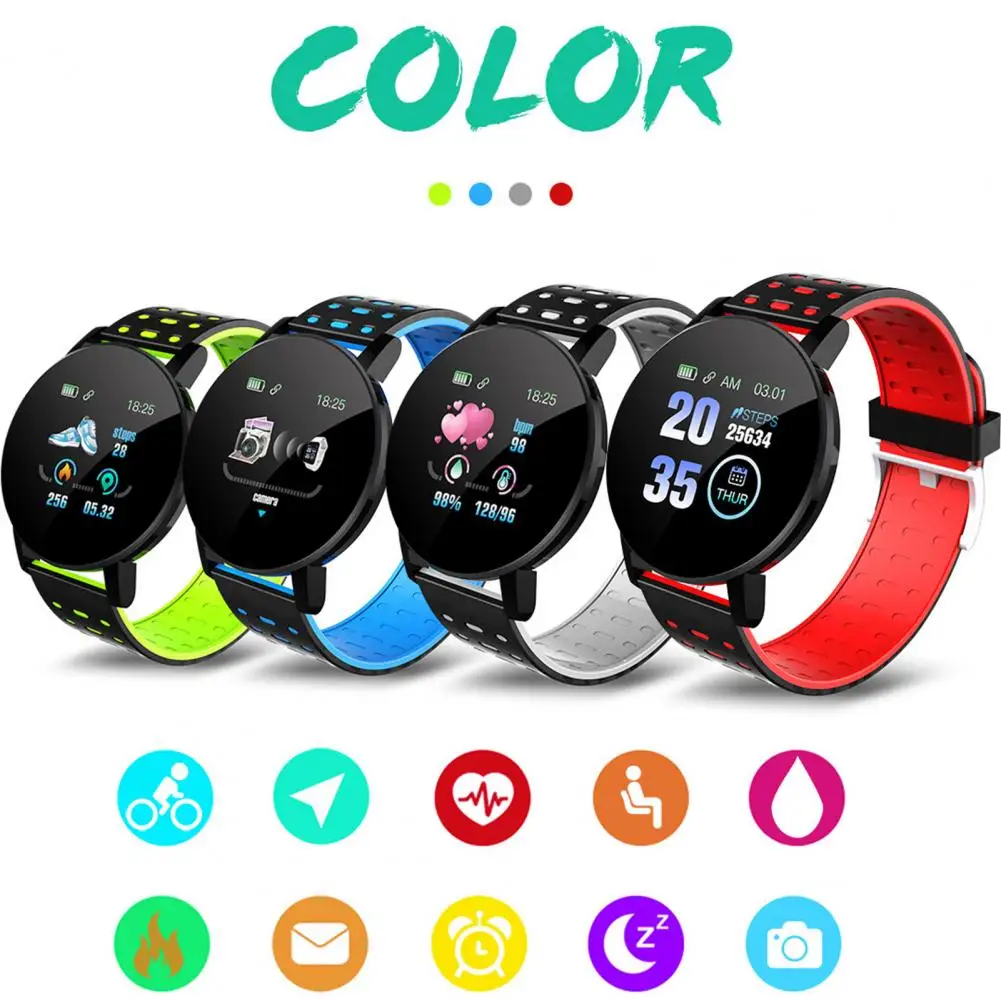 Montre connectée de sport ronde étanche pour hommes et femmes, horloge intelligente, suivi de la condition physique, tension artérielle, Android, IOS, Plus, 119