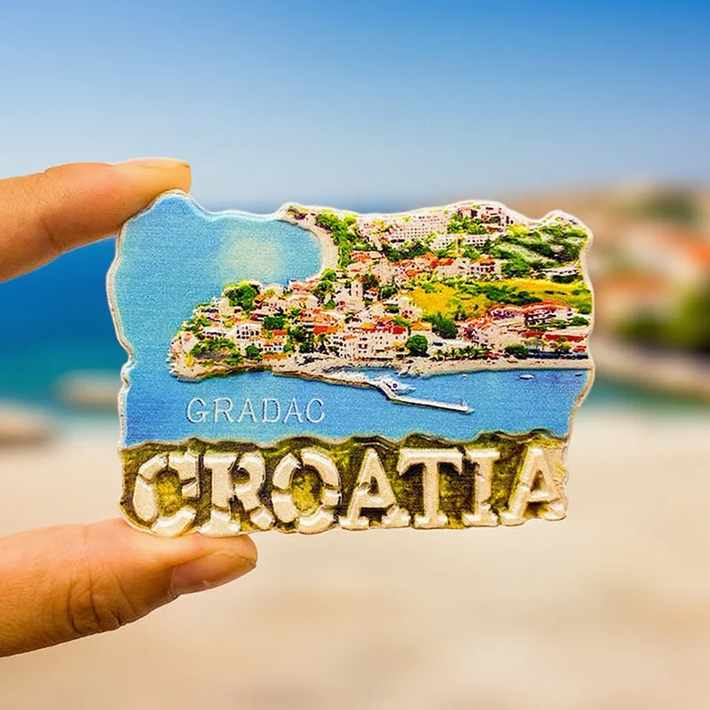 

Croatia Travel Souvenirs Ancient City Blue Sea Scenery Decorations Personalized Gifts Resin Magnets Refrigerator Magnets