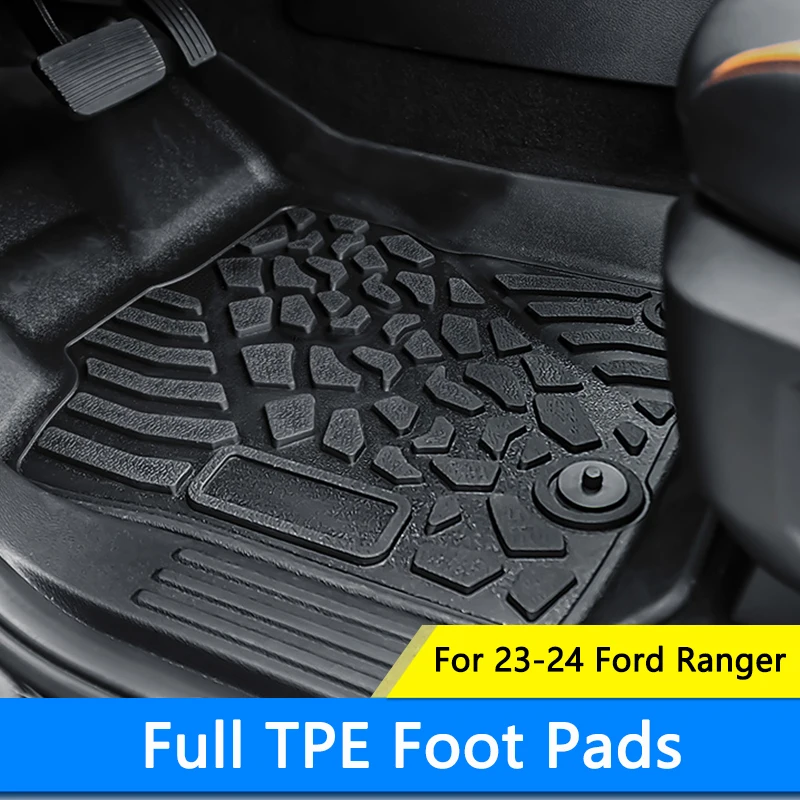 QHCP Car Double Layered TPE Foot Mat Full Car Carpet Full Foot Pads Interior Accessories Modification For 23-24 Ford Ranger