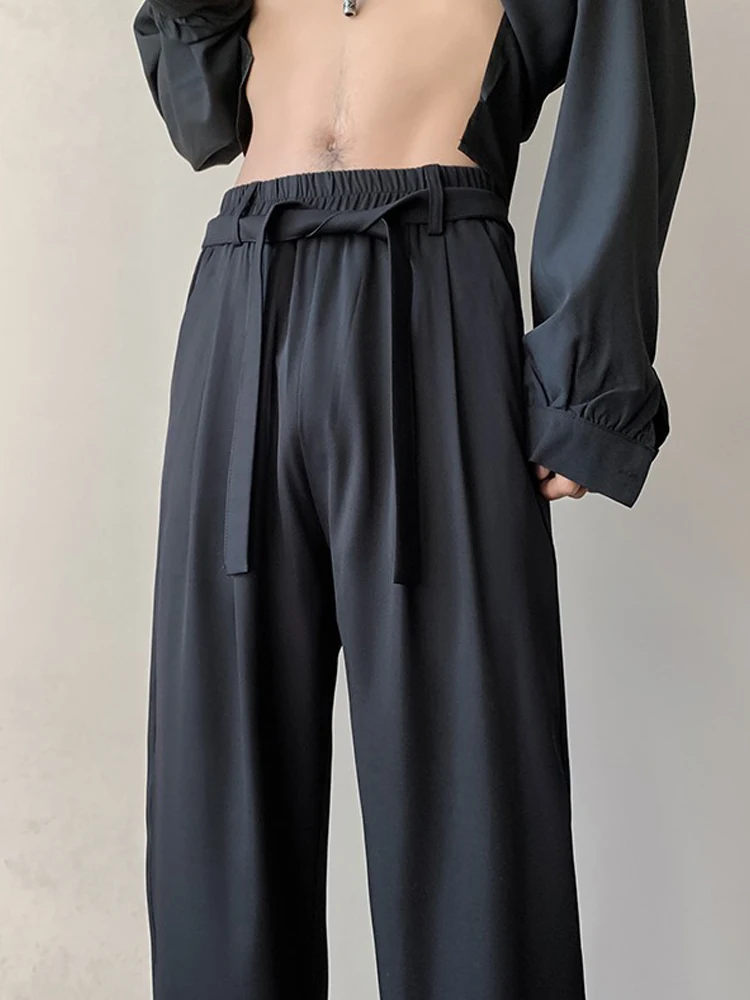 

Naples Men's Summer Casual Ice Silk Pants Loose Drapey Straight Leg Floor-Length Comfortable Feeling American Sle