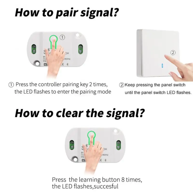 Smart Light Switch Wireless RF 2.4G interruttori telecomando AC 90-250V modulo interruttore relè 86 pannello a parete per lampada camera da letto