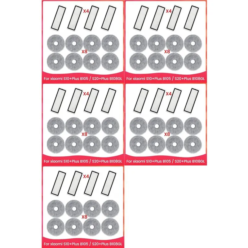 

AC93-5 Set Vacuum Cleaner Mop Cloth Hepa Filter For S10+Plus B105 / S20+Plus B108GL, Vacuum Cleaner Replacement Kit