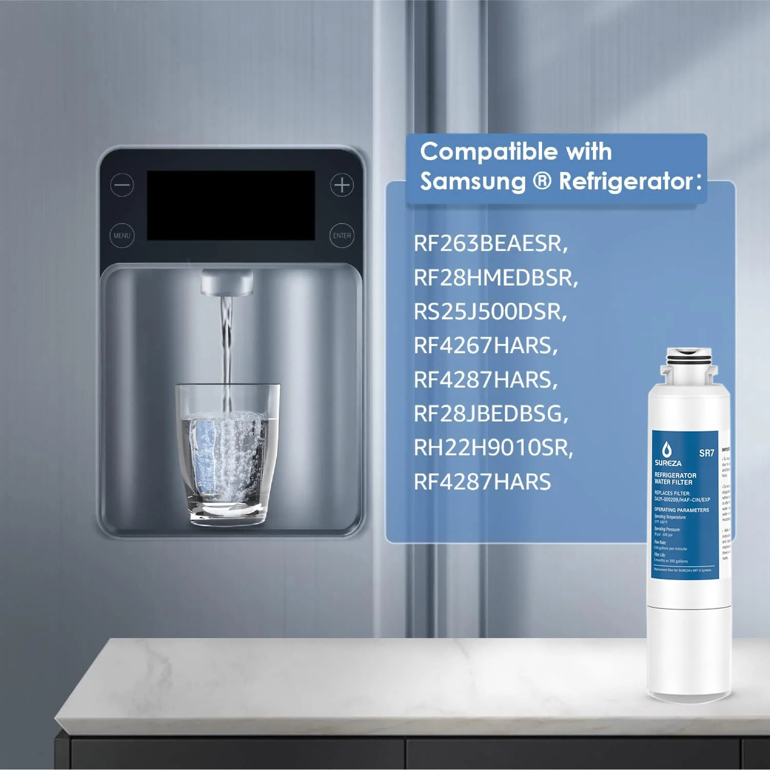 Replace for Samsung Refrigerator Water Filter DA29-00020B DA29-00020A/B HAF-CIN/EXP HAF-CIN RF263BEAESR RF263TEAESG, 3 Pack