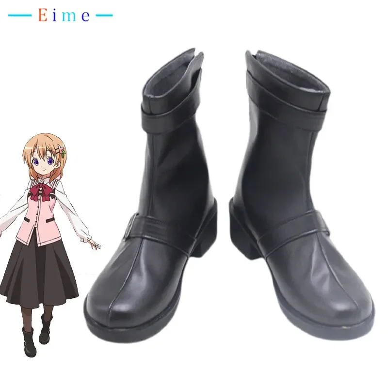Anime è l'ordine un coniglio Hoto Kokoa Scarpe Cosplay Scarpe in pelle PU Cosplay Prop Stivale di Halloween Realizzato su misura
