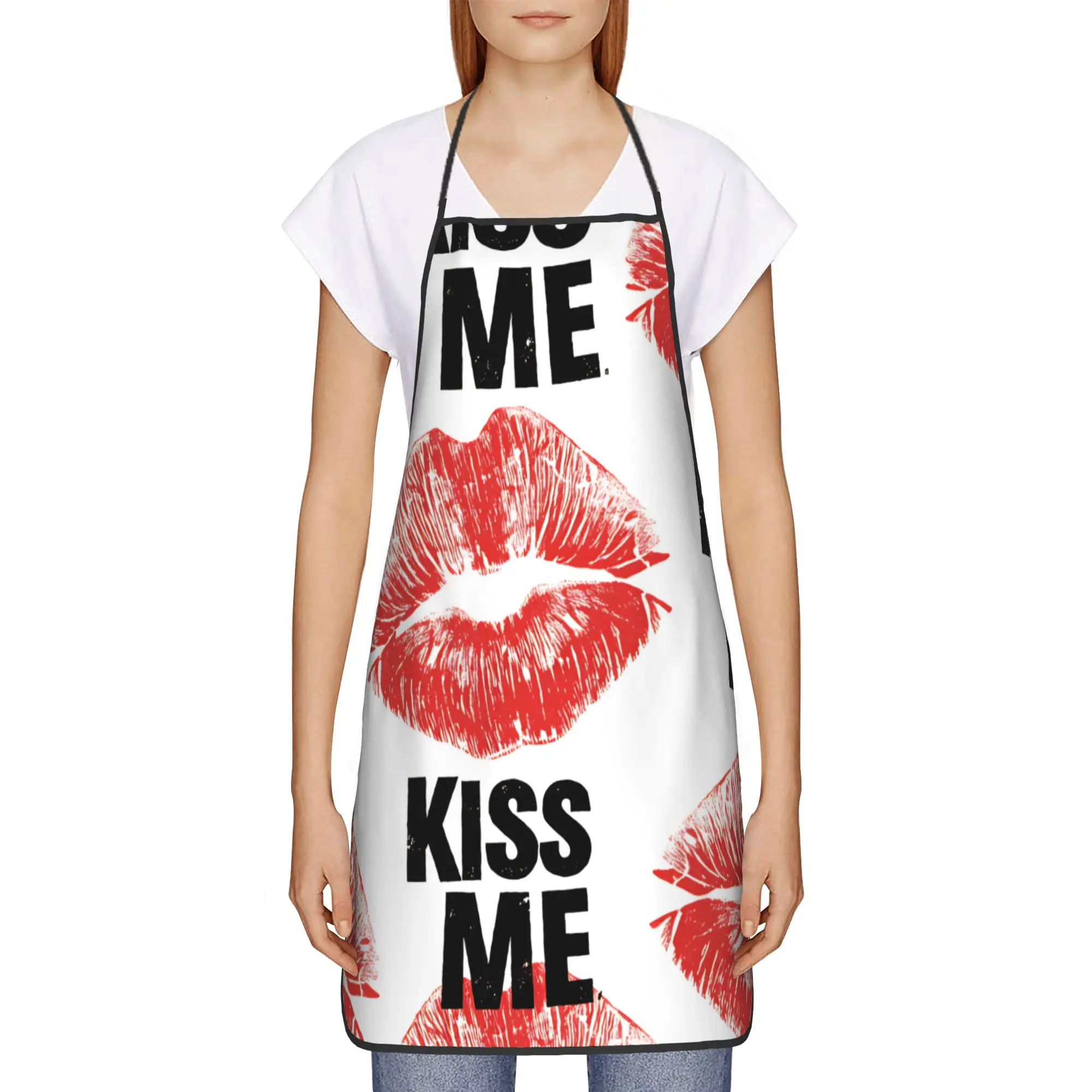 Red Love Hearts Apron Valentines Day Custom Cooking Kitchen Accessories Restraunt Manicure Aprons without Pocket