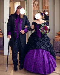 Classic Deep Purple Victorian Prom Dresses Vintage One Neck Applique Lace Up Pleated Embroidered Masquerade Party Dresses