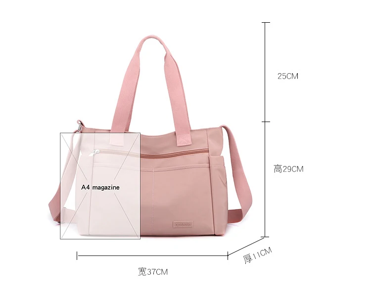 Waterproof Women Handbag Casual Large Capacity Shoulder Hobos Bag Nylon Lady Tote Luxury Top-handle Design Female Crossbody Bag