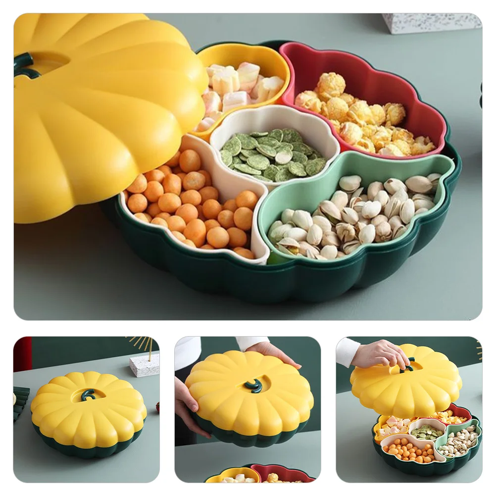 

Practical Pumpkin Snack Box PP Material Multi Purpose Fruit Tray Divided Dish for Gifts and Everyday Use Fruit Trays