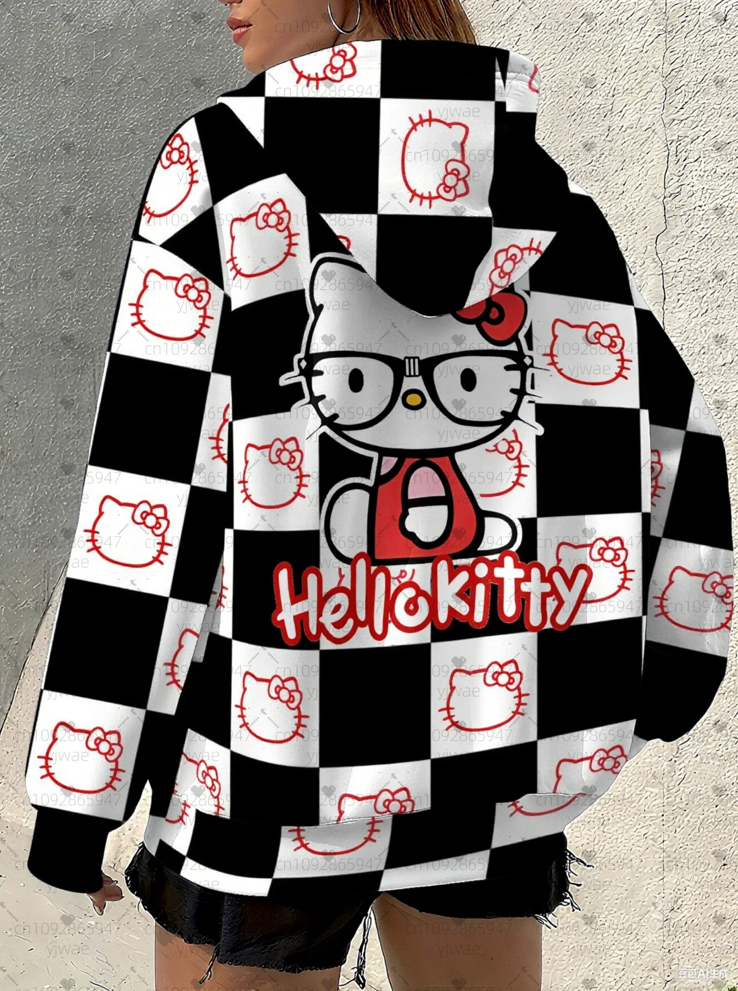 3D Printed Leopard Casual Sweatshirt Hello Kitty Cartoon Hoodie Women Men's Graphic Hooded Hoodies Pullovers