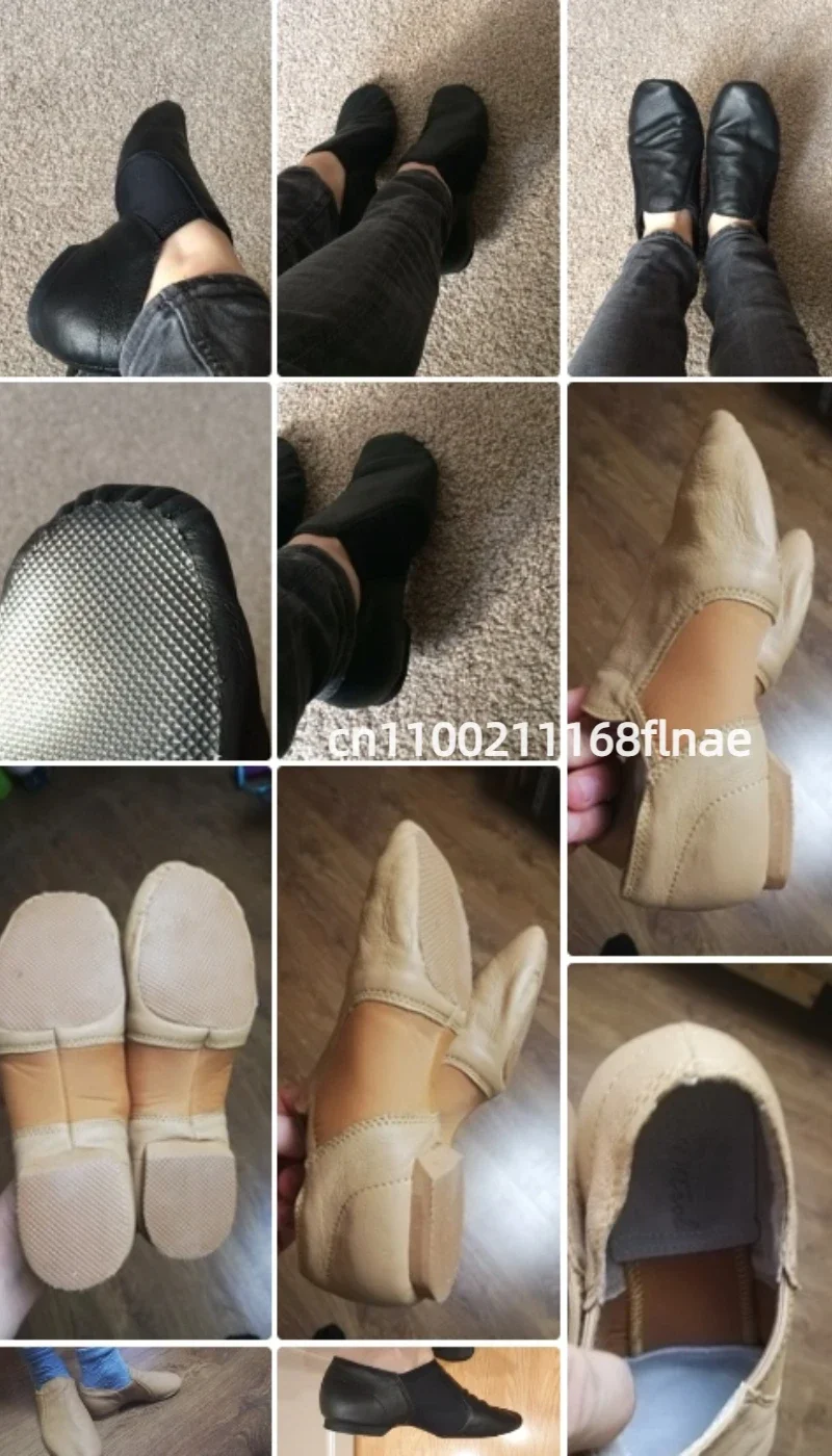 Damen-Tanzschuhe aus echtem Leder mit weicher Sohle, professionelle Jazz- und Tanzschuhe im „Katzenklaue“-Design für Erwachsene, rutschfeste Tanzschuhe für das Training. – Detail 2