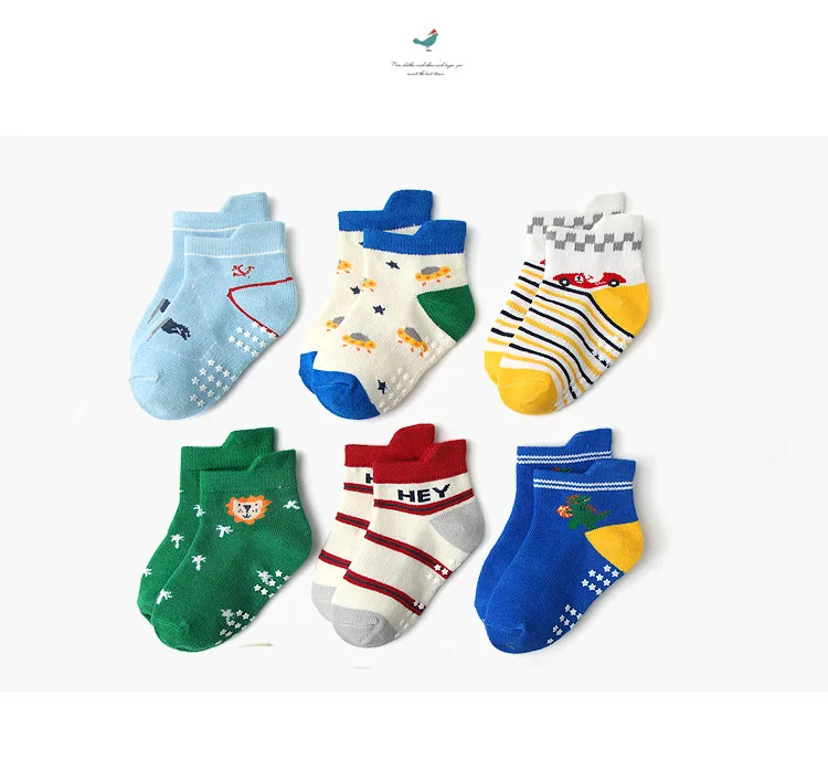 12 Double Spring Summer Autumn New Baby Cartoon Fashion Breathable Comfortable Non-slip Spot Glue Fall Soft Cotton Boat Socks