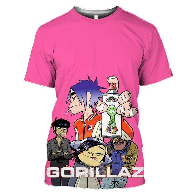 Rock Band Gorillaz T Shirt Child Fashion Oversize T-shirt Kids Hip Hop Tops Unisex Tees Shirt Boy Tshirt Kawaii Camisetas Hombre