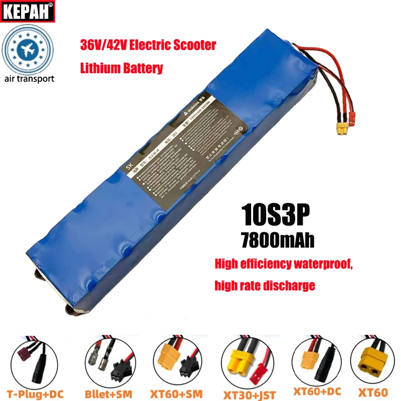 10S3P 36V/42V Brand new and original 7800mAh Efficient Waterproof Electric scooter Lithium Battery with BMS for Scooter Balanced