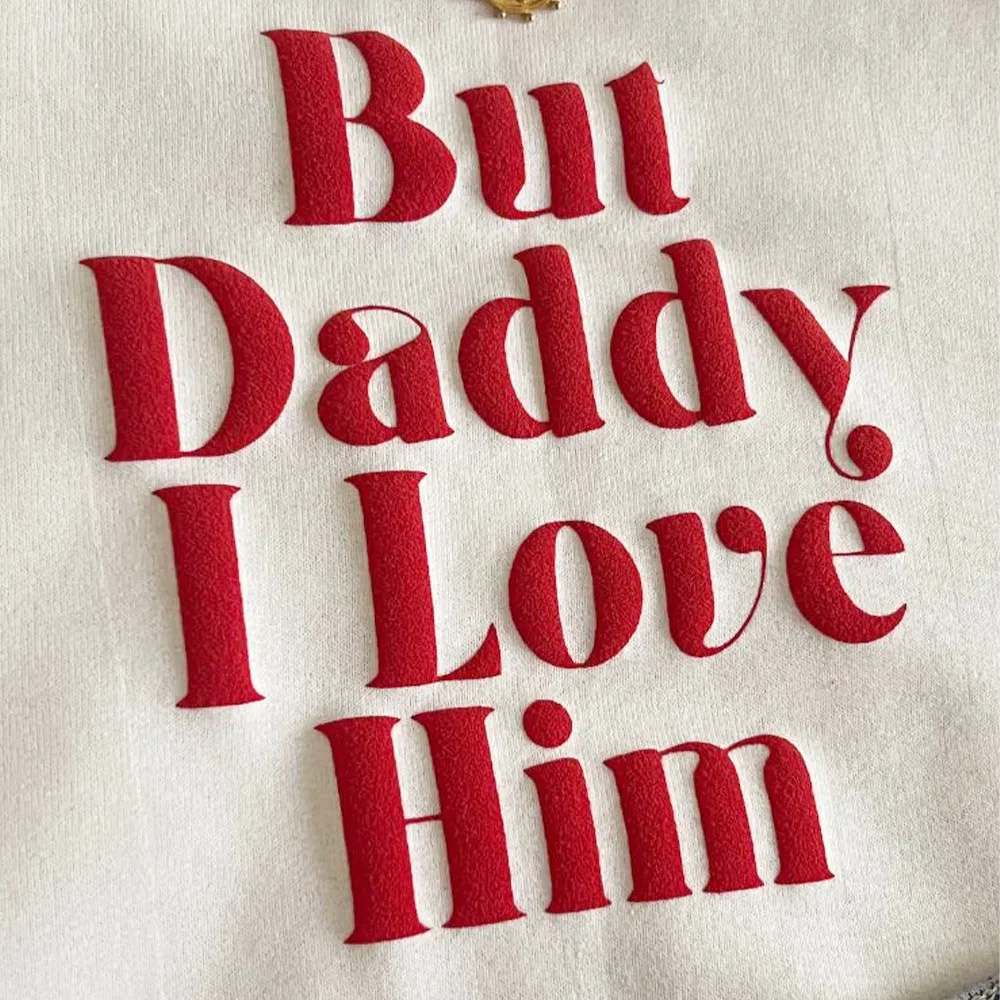 But Daddy I Love Him Letters Puff Printed White Loose Short Sleeve T Shirt Female Loose Cotton Casual Tops Tumblr Fashion Tees