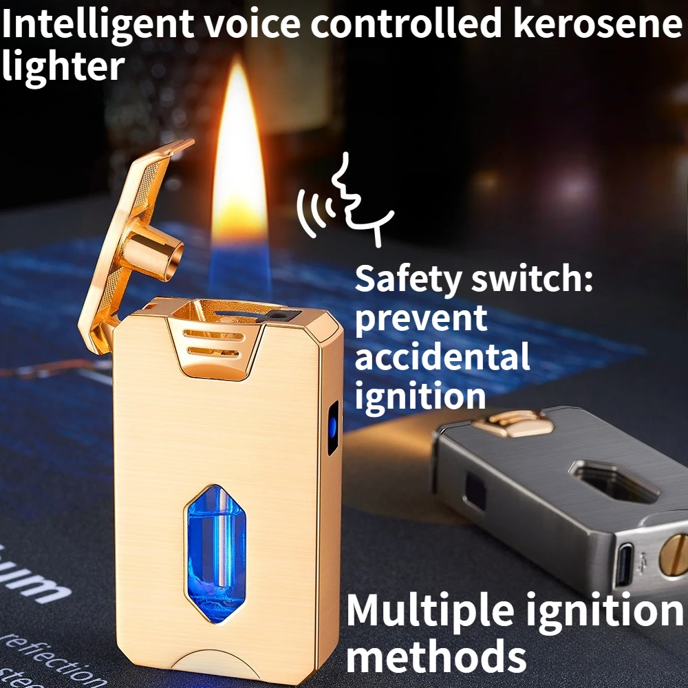 

Многофункциональная зажигалка с интеллектуальным голосовым управлением, зарядкой Type-C, визуальным контролем уровня топлива и защитным выключателем