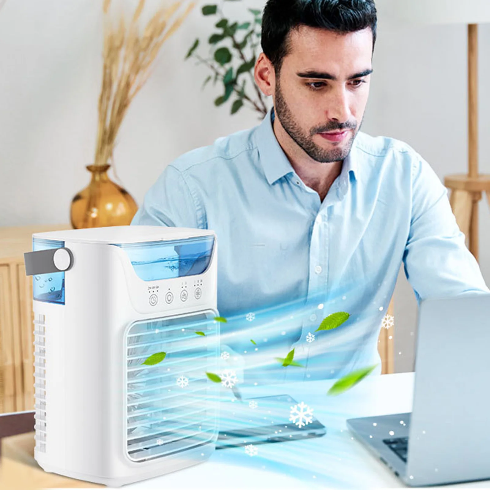 Air Conditioner Fan 700ML 3 Speed 2 Cold Fog 3 Automatic Timing Portable Air Cooler Humidifier Air Conditioner Cooling Fan