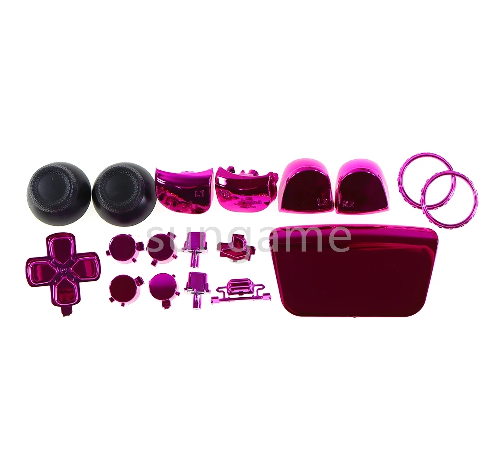 1set For PS5 V1.0 Full Set Chrome Buttons Thumb Sticks Joystick Cap L1 R1 L2 R2 D-pad Button For PS5 Controller Game Accessories
