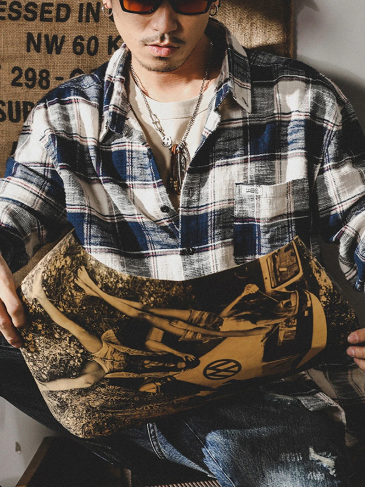 

Мужская свободная куртка в стиле ретро с клетчатым узором, универсальная верхняя одежда для весны и осени, молодежный тренд, воротник-стойка