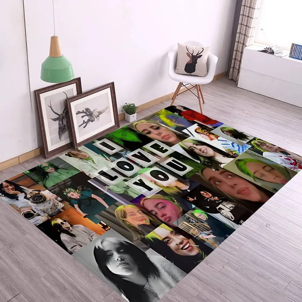 Popular B-BillieS Singer E-EilishS Room Mats Anti-slip Absorb Water Long Strip Cushion Bedroon Mat Household Carpets